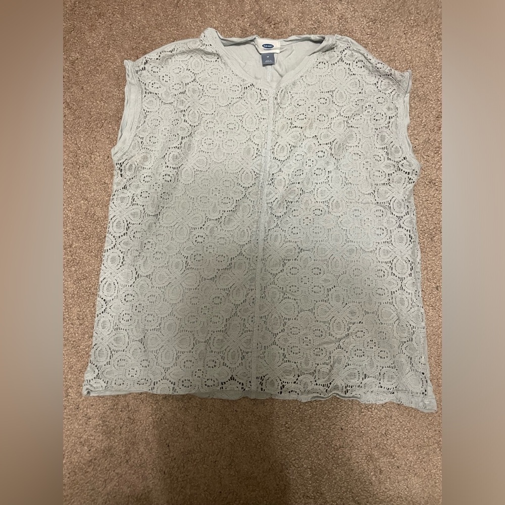 Old navy faint mint lace‎ embroidered top size medium